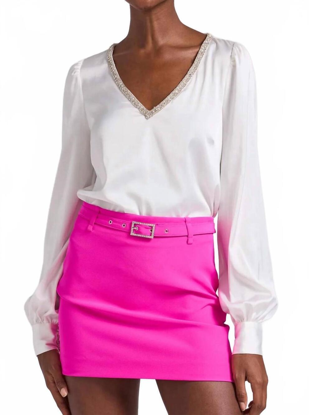 NEW GENERATION LOVE catalina crystal blouse in white